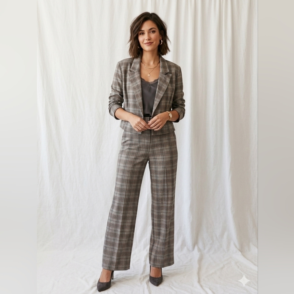Shelby Rose New YorkTwo Piece Plaid Pant Suit Size 12